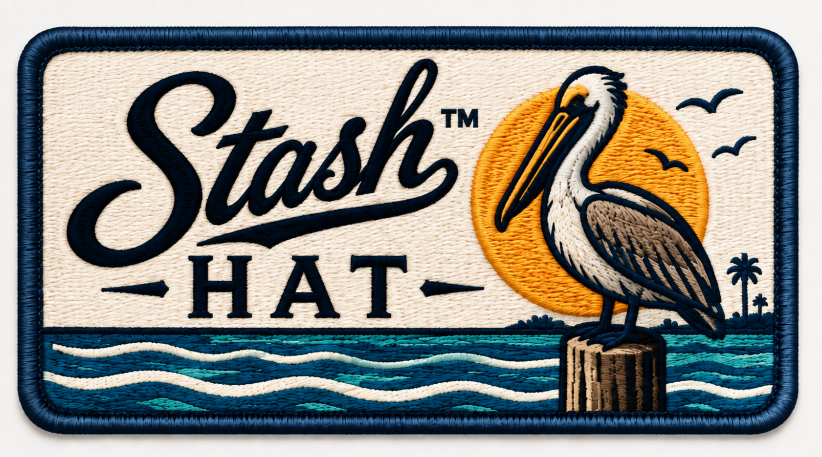 StashHat™ Lone Pelican — embroidered patch by Recall Studio